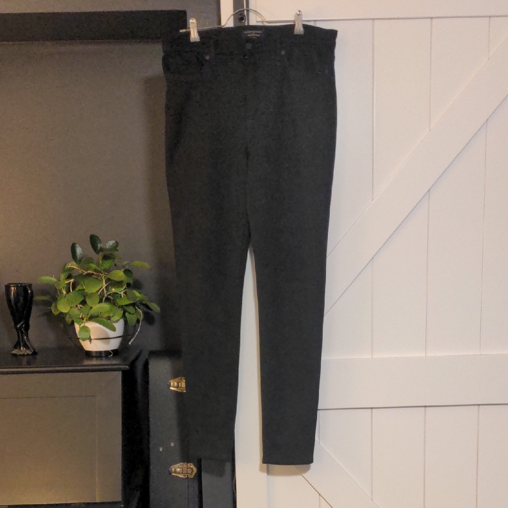 Banana Republic High-Rise Skinny Pants - Black Suede